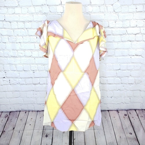 MARNI v neck diamond pattern flutter sleeve 38(it) - Picture 7 of 8